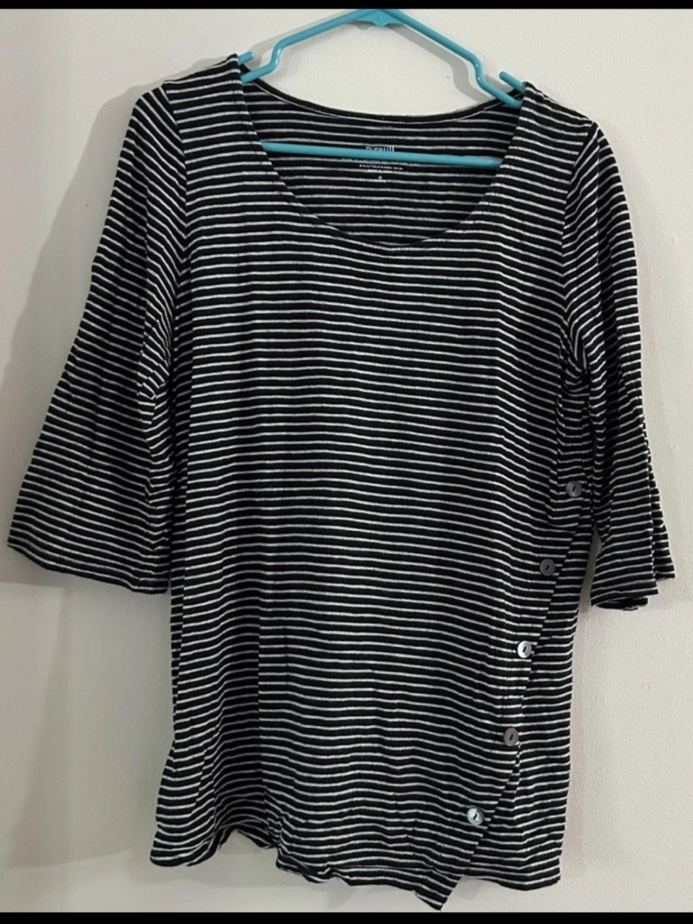 J. Jill Pure Jill Asymmetric Button Tunic Top Striped Scoop Neck Petite Medium